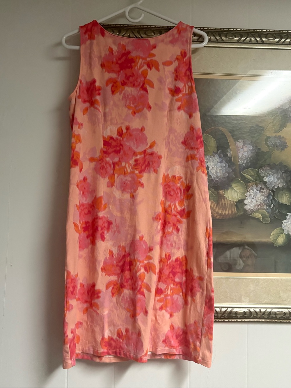 Isaac Mizrahi Peach Midi Dress with Pink & Orange Floral Print